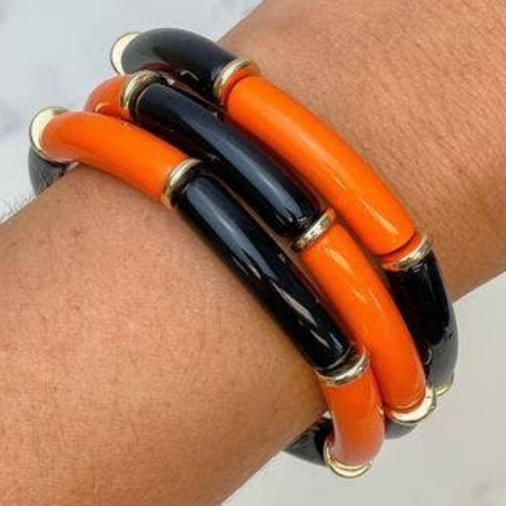 Orange and Black Stretch Bracelets